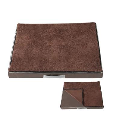 Imagem de Cama para cachorro média à prova d'água, cama ortopédica para cachorro com suporte de espuma para caixa de ovo e fundo antiderrapante, tapete lavável, cama para cachorro(Brown,39x29")