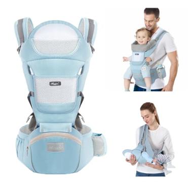 Imagem de Canguru Para Bebe,Alça De Transporte Multifuncional 6 e 1,Canguru Ergonomico Para Bebe,Adequado Para 0-36 Meses (Azul)