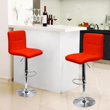 Imagem de Kit 2 Banquetas Confort Gomos Estofada Giratória Vermelho - Lianto Decor