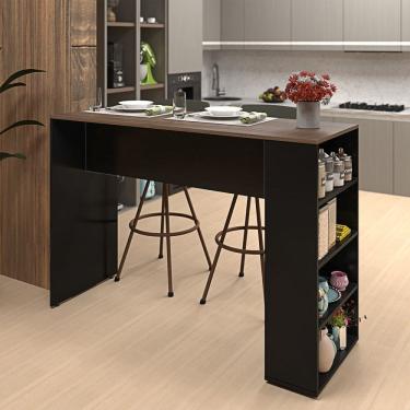 Imagem de Bancada Cozinha Internacional Gourmet com Prateleiras Nogal