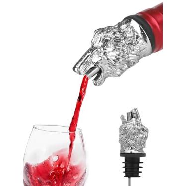 Imagem de Despejador de vinho para garrafas de vinho, garrafa de aço inoxidável para bebidas alcoólicas, bico para bebidas alcoólicas, bico de areador de vinho Speed Pourer para álcool (leão)