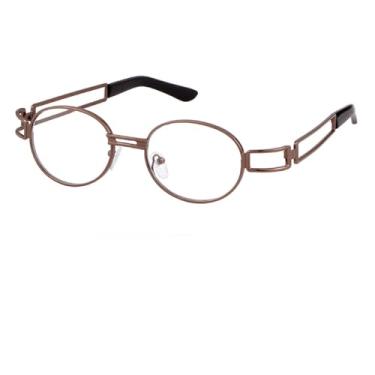 Imagem de JRLLFD Steampunk óculos de sol retro redondo metal masculino feminino vintage pequeno oval óculos de sol uv400, c9 bronze, tamanho único