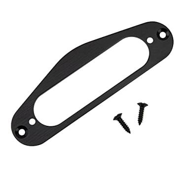 Imagem de 1 peça Yootones Metal Guitar Single Coil Pickup Anel de Montagem com Parafusos Compatível com Fender Stratocaster Strat Guitar (Preto)