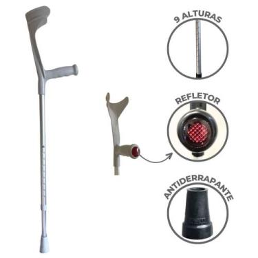 Imagem de Muleta Ortopédica Canadense Fixa Alumínio Ajustavel 130kg - Alo, Cinza