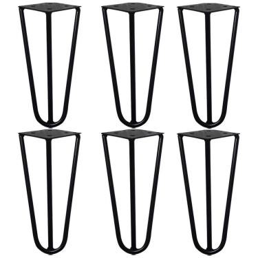 Imagem de Kit 6 Pés De Metal 15 Cm Legs Mesas De Centro Puffs Preto