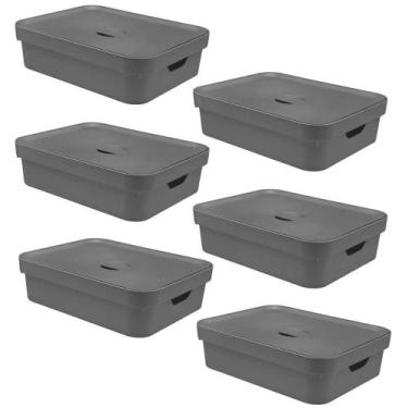 Imagem de 6x Caixa Organizadora Multiuso 16L OU Cinza 13x35x45cm