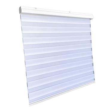 Imagem de Persiana Rolo Duplo Tecido Zebra Branca 180 (L) x 220 (A) Double Vision C/ Bandô e Kit Instalação