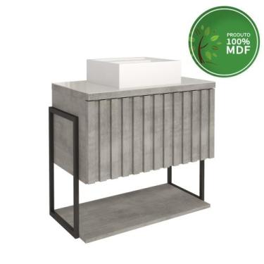 Imagem de Armário De Banheiro 100% MDF 60cm Metalon Com Cuba Havaí Mgm Móveis Ci