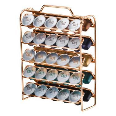 Imagem de Suporte Organizador Porta 50 Cápsulas Café Nespresso Cobre Rose Gold 1