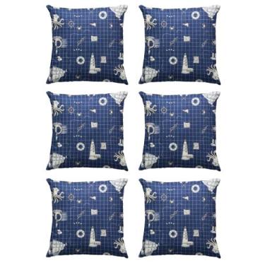 Imagem de Kit Jogo 6 Capas de Almofadas 45 x45 Estampadas Praia Fundo do Mar - M