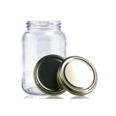 Imagem de Kit 6 Potes De Vidro 600Ml Para Conserva Tampa Ouro - Joimar Embalagen