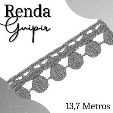 Imagem de Renda Guipír  - Rolo Com 13,7 Metros - Chl005 - Prata - Nº: Pra - Nybc