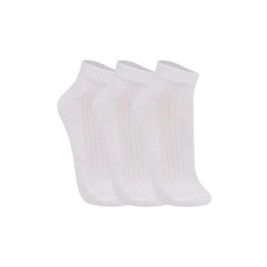 Imagem de Kit com 3 Meias Esportiva Cano Curto Trifil 8004, Branco, 44-46