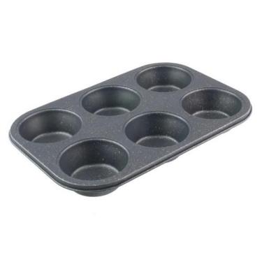 Imagem de Forma para 6 Cupcakes Mimo ASS23378 Retangular Aço Carbono Preto - Mim