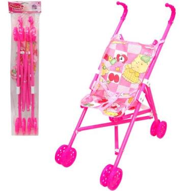Imagem de Carrinho de plastico para boneca dobravel passeio e diversao 49x43x22c