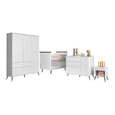 Imagem de Quarto Infantil Bebê Rêtro Ana Vitória 4 Peças Branco 100% MDF - Phoen