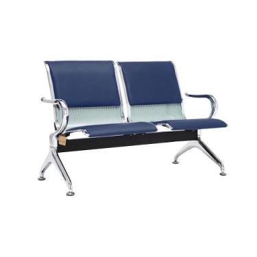 Imagem de Cadeira Longarina Com Est Cromada 2 Lugares Colors - Mak Decor, Azul M