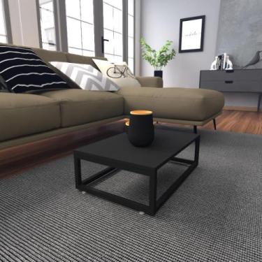 Imagem de Mesa de centro sala industrial preta quadrada retangular mesinha de ce