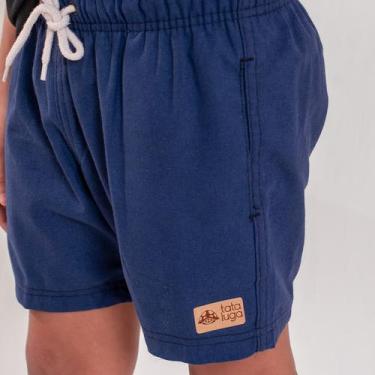 Imagem de Bermuda Infantil Masculina de Linho Tataluga  com  Bolsos , Marinho, 6