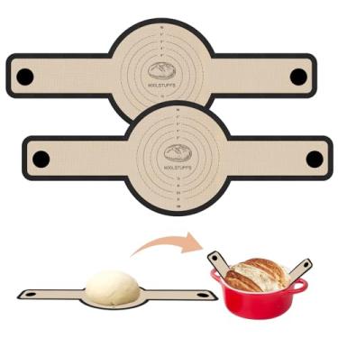 Imagem de Alça de silicone para pão para forno holandês, 2 peças, antiaderente e fácil de limpar, tapete de silicone reutilizável para assar pão com alças longas, massa fermentada fácil de transferir