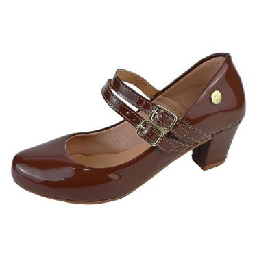 Imagem de Scarpin Bico Redondo Estilo Boneca Salto Conforto 40.023 - Donna Santa