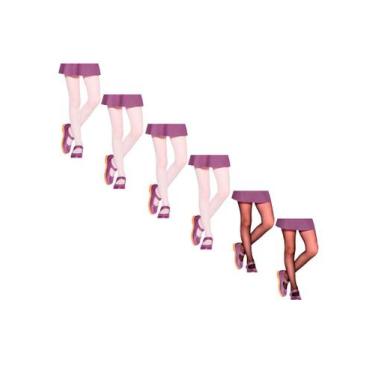 Imagem de Kit com 6 Meias Calças Infantil Fio 20 Lobinha 2570-001 Colorido - LUP