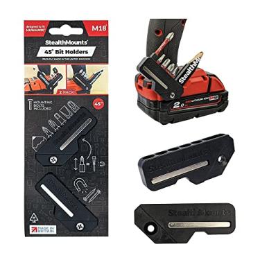 Imagem de StealthMounts Suporte magnético de 45 bits para Milwaukee M18 | Suporte de brocas para impactos e brocas Milwaukee (pacote com 2) (preto)