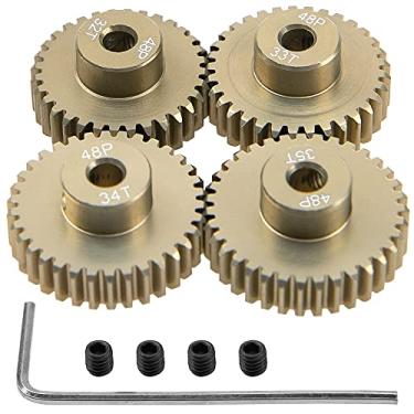 Imagem de ShareGoo 7075 Aluminum Alloy 48P 3.175mm Pinion Gear Sets 32T 33T 34T 35T Motor Gears Fit 3.175mm (1/8-Inch) Shaft Compatible with HPI Losi Axial Traxxas Tamiya 1/10 RC Car,4Pack
