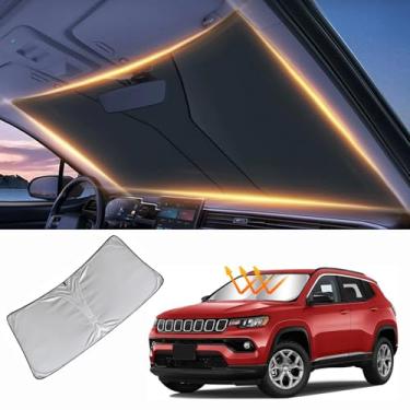 Imagem de LZYYQX Protetor de para-brisa para Jeep Compass Patriot 2007-2024, Persiana de janela frontal com bloqueio UV, Ajuste personalizado, FPS 100 e 50+