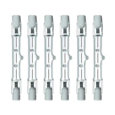 Imagem de Lâmpada de halogênio com base RSC dupla extremidade tipo J T3, 100W, 1057 Lumens, 130V, 2700K branco macio, regulável, 78 mm, (pacote com 6)