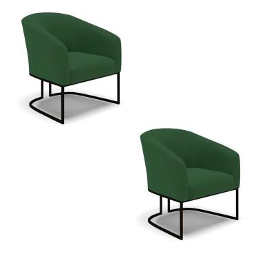 Imagem de Cadeira Sala De Jantar Base Industrial Preto Kit 2 Stella Veludo D03 - D`rossi Cor Verde