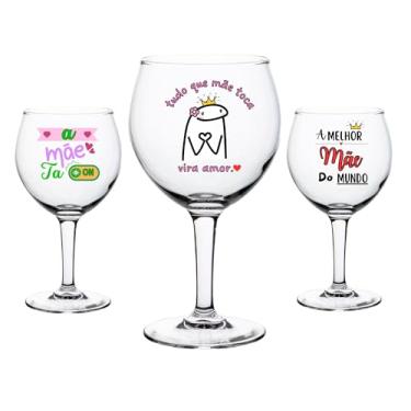 Imagem de 1 Taça Vidro Gin/Vodka 630ml Drinks Personalizada Dia Das Mães Lembrancinha Decorada Flork Meme A Mãe Ta On Melhor Mãe Do Mundo Presente Criativo Estampado (Tudo que Mãe toca, Vira Amor)
