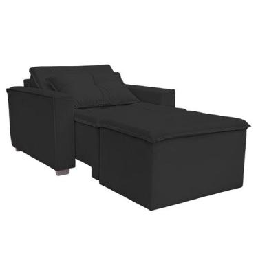 Imagem de Poltrona Cama com Puff para Sala Confortavél Moderna Suede - BelarStor