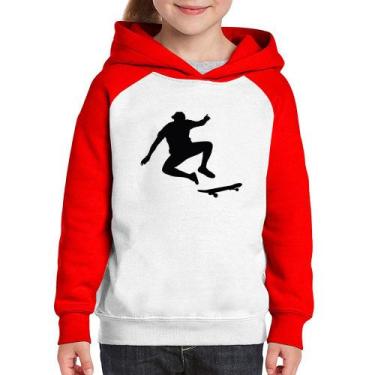 Imagem de Moletom Infantil Skatista Manobra - Foca na Moda, Branco, Vermelho, 6