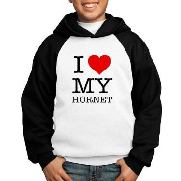 Imagem de Moletom Infantil I Love My Hornet - Foca na Moda, Branco, Preto, 8