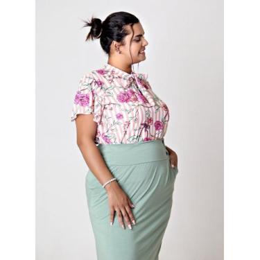 Imagem de Saia Midi com Bolso e Botões  Kaltty, Verde, G3