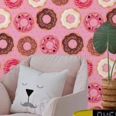 Imagem de Papel De Parede Adesivo Donuts Poá Rosa N017040 0,58X3M - Adesivo BR