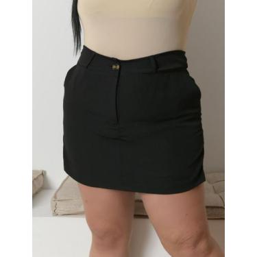 Imagem de Shorts Saia Feminino Em Alfaiataria Plus Size - luh may, XL, Preto