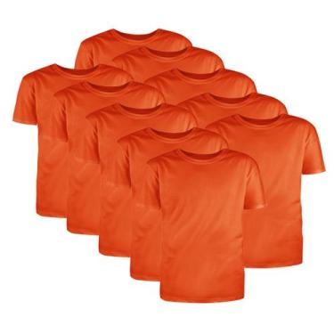 Imagem de Kit com 10 Camisetas Básicas Algodão Laranja Tamanho GG - Mc Clothing