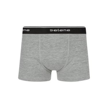 Imagem de Cueca Boxer Infantil Selene 12450.001 Algodão T. PP/EG, G, 583, Cinza