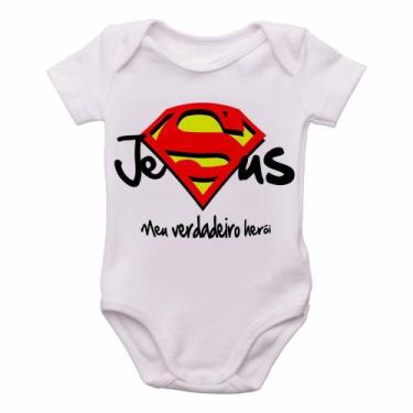 Imagem de body nenê criança roupa bebê Jesus verdadeiro Herói - Empório Dutra, M