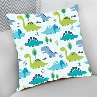 Imagem de Almofada Decorativa Cheia c/ Zíper 25x25 Infantil Escolar Dinossauros 