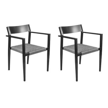 Imagem de Kit 2 Cadeiras Jurerê Base Preta Chumbo - Rivatti