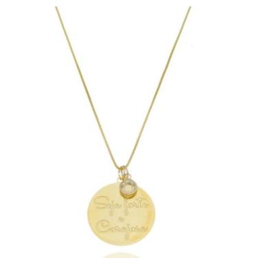 Imagem de Colar Seja Forte E Corajosa Corrente Veneziana Banhado A Ouro 18k 45cm