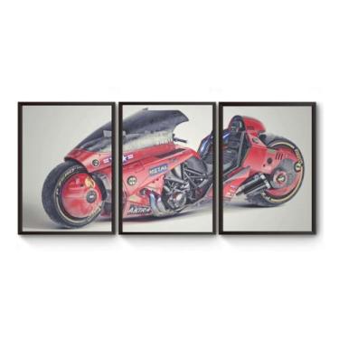 Imagem de 3 Quadros A3 Moto Kaneda Akira Poster Moldurado - Fanarte