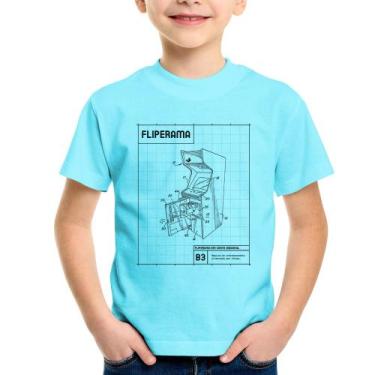 Imagem de Camiseta Infantil Fliperama - Foca na Moda, Azul claro, 2