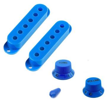 Imagem de Kit 2 capinha captador 1 knob volume tone ponta chave azul - SPIRIT