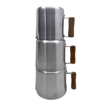 Imagem de Conjunto de Leiteira/ Canecão 3 Peças Alumínio Reforçado - Alumínio Fo