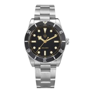 Imagem de watchdives Relógios de quartzo, WD7922 BB54, relógio de pulso de luxo com cristal de safira, 37 mm, 20 bares, relógios de mergulho para homens, Marcador preto/branco/novo logotipo, Relógios de quartzo