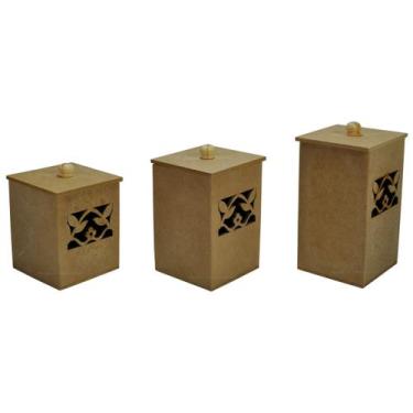 Imagem de Jogo 3 Potes Bebê Arabesco Laser Madeira Mdf Cru - Atacadão do Artesan